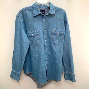 Wrangler Western Style Denim Snap Button Down XL